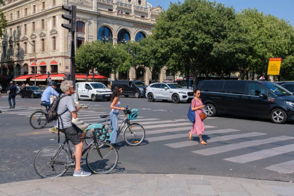 People riding bikes in Paris